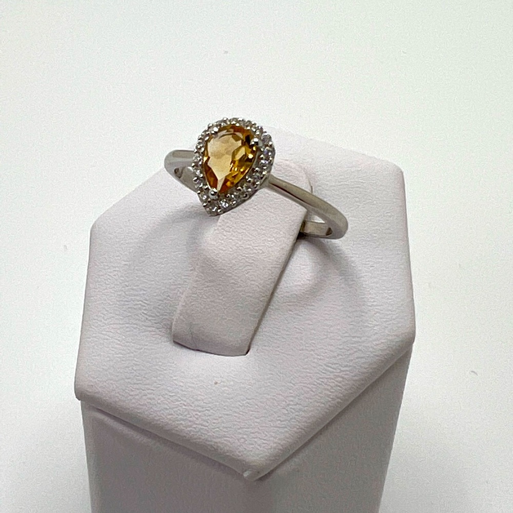 Sale $36 Firm! .925 Sterling Silver Natural Citrine & Cz Ring - Picture 5 of 15
